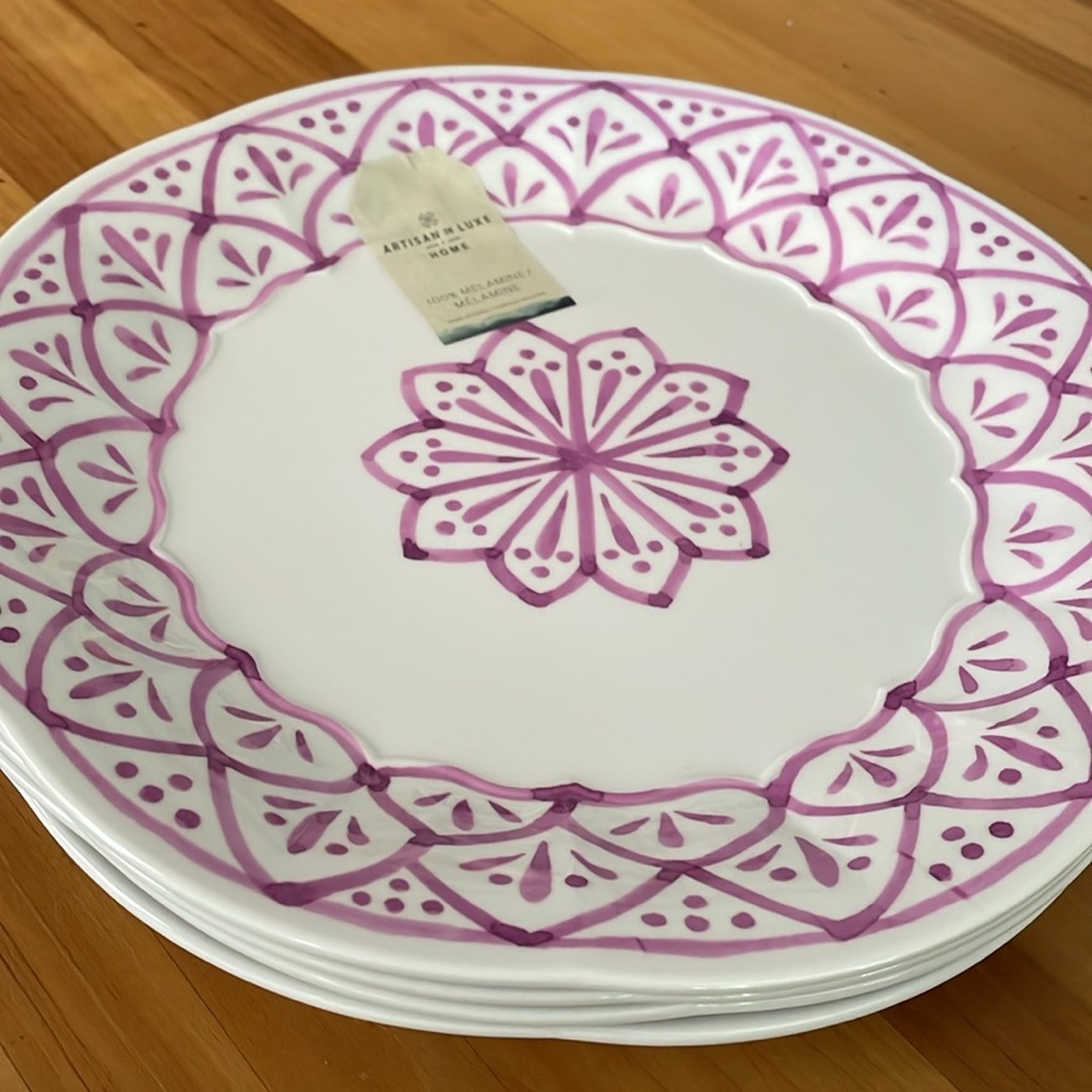 NWT Set-of-4 Artisan de Luxe Home 100% Melamine 11” diameter plates